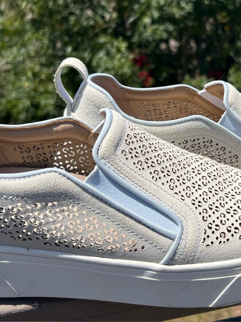 Vionic Women's Slip-On Sneakers in Light Blue and Cream